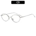 Donna Retro Ovale Metallo Occhiali Stile Moda Montatura Variante C9 - Alta Qualità - Montura Argentata Lenti Bianche