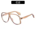 Occhiali vintage oversize montatura trasparente marrone stile retro moda per uomo e donna - Montatura Tè Trasparente Lenti Trasparenti (C12)