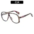 Occhiali da sole retro oversize poligono, colore tartaruga C14, stile di strada alla moda. - Montatura Tartaruga Viola Lenti Bianche (C14)