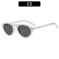 Κομψά και Μοδάτα Λευκά Γυαλιά Ηλίου Cat Eye Οβάλ Vintage Γυναικεία Γυαλιά Mod C2 - Λευκός Σκελετός Γκρίζοι Φακοί (C2) / Λευκό