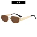 Gafas de sol retro de moda con montura metálica en color C3, estilo elegante y único. - C3 Montura Dorada Lente Té