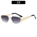 Gafas de sol de metal geométricas elegantes con lentes degradadas, estilo vintage retro. - C4-Marco Dorado Lente Gris Degradado