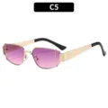 Gafas de sol cuadradas de metal con lentes degradadas púrpuras, estilo retro chic. - C5-Montura Dorada Lente Púrpura