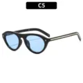 Lunettes de soleil œil-de-chat rétro tendance avec monture noire et verres bleus pour femmes. - Monture Noire Verres Bleus (C5)