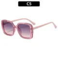 Occhiali da sole quadrati bambini montatura glitter lenti sfumate protezione UV - C5-Rosa Trasparente