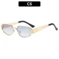 Estilosas gafas de sol cuadradas de metal vintage hip-hop protección solar tendencia C6 - C6-Montura Dorada Lente Azul Té