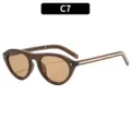 Lunettes de soleil œil-de-chat ovales rétro marron, verres tendance pour femmes. - Monture Thé Verres Thé (C7)