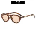 Lunettes de soleil œil de chat écaille rétro pour femme, lunettes de conduite C10 - Monture Florale Verres Champagne (C10)