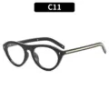 Lunettes de soleil cat-eye rétro femme, monture ovale noire élégante avec détails dorés. - Monture Noire Verre Transparent (C11)