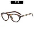 Lunettes œil-de-chat écaille rétro, élégantes lunettes optiques femme variante C12. - Monture Écaille de Tortue Verre Clair (C12)