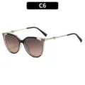 Fashion cat-eye sunglasses for women, chic gradient lenses with stylish heart metal temples c6 - Black Khaki Frame Gray Tea Lens