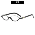 Gafas de sol de montura pequena poligonal de moda negro oro gafas planas de estilo - Montura Negra Lente Blanca