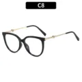 Black gold cat eye glasses with heart detail, stylish vintage optical frame variant C8. - Black Frame