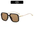 Retro square sunglasses for women, fashion double bridge UV400 sun protection eyewear. - C3-Black Frame Tea Lens
