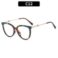 Retro large frame cat-eye sunglasses with tortoise shell and green design, chic heart decor. - Tortoise Frame Blue Sides