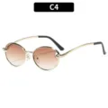 Modieuze retro ronde metalen zonnebril voor dames, verlooplenzen, outdoor rijzonnbril stijlvol. - Gouden Frame Dubbele Thee Gradiënt