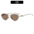 Gafas de sol cat-eye retro de metal con doble puente y lentes marrones, estilo moderno. - C3 Marco Plateado Lente Marrón