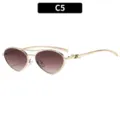 Occhiali da sole cat-eye in metallo con doppio ponte retro, eleganti e alla moda. - C5-Montatura Dorata Lenti Sfumate Viola