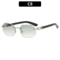Polygon rimless gradient green sunglasses stylish women fashion eyewear C8 model - C8 Silver Frame Double Green Lens