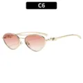 Occhiali da sole cat eye metallo oro rétro lenti sfumate per donna e uomo moda chic. - C6-Montatura Oro Lenti Doppio Tè