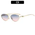 Occhiali da sole cat-eye vintage in metallo con doppio ponte per donna e uomo, lenti sfumate. - C8-Montatura Oro Lenti Grigio Rosa