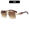 Gafas de sol de polígono Y2K mujer hombre vintage lente degradada montura metálica tendencia - Marco Dorado Doble Lente Té (C4)