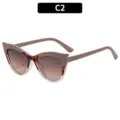 Trendy cat-eye sunglasses for women, Y2K retro gradient lenses and chic fashion frames. - C2 Khaki Leopard Clear Gradient Brown Lens