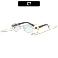 Polygon Retro Kette Sonnenbrille mit Metallrahmen und stilvollen Bügeln für Outdoor Mode. - Goldener Rahmen Doppelte Grüne Gläser