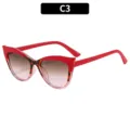 Chic cat eye sunglasses for women with red leopard frame and gradient lenses for outdoor. - C3 Red Leopard Patchwork Brown Pink Lens