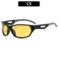 Lunettes de soleil de sport en plein air avec verres jaunes et cadre noir C5. - Monture Noir Brillant Lentille Jaune