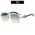 Occhiali da sole quadrati stile Y2K con doppio ponte metallico e protezione UV400. - Montatura Oro Lenti Blu Tè (C6)