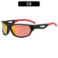 Lunettes de soleil sport cyclisme plein air protection UV noir rouge modèle C6 - Monture Noir Mat Verres Miroir Rouges
