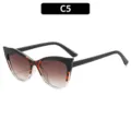 Trendy cat-eye sunglasses with gradient lenses and black tortoiseshell frame for women. - C5 Black Leopard Clear Gradient Brown Lens