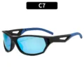 Lunettes de soleil de sport cyclisme outdoor avec verres réfléchissants bleus anti-UV. - Monture Noir Mat Verres Miroir Bleus