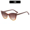 Women fashion cat eye sunglasses, trendy Y2K street style, C6 brown tortoise frame gradient lens. - C6 Khaki Leopard Brown Gradient Brown Lens