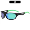 Lunettes de Soleil de Cyclisme C8 Protection UV Extérieur Coupe-Vent Noir et Vert - Monture Noir Mat / Verre Miroir Vert