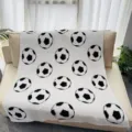 Cozy black and white soccer ball pattern fleece blanket for home sofa and bed decoration. - 127x152cm - 900g / Soccer-Black White