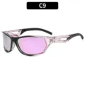 Lunettes de soleil de sport à verres roses pour cyclisme, protection UV et anti-vent - Monture Noir Rose Miroir Violet