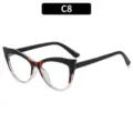 Fashion Y2K cat-eye sunglasses with black and tortoise shell frame, variant C8 style. - C8 Black Leopard Clear Frame