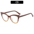 Women fashion cat eye glasses trendy brown leopard print frame Y2K street style eyewear - C9 Khaki Leopard Brown Frame