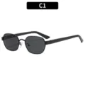 Gafas de Sol Metal Poligono Retro Negro C1 Tendencia UV Proteccion Moda Estilo Chulo - Montura Negra Lentes Grises