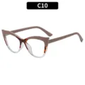 Fashion cat eye sunglasses for women, trendy brown tortoiseshell Y2K vintage street style eyewear. - C10 Khaki Leopard Clear Frame