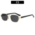Gafas de sol retro de metal en oro y negro variante C2, accesorio de moda muy elegante. - C2-Marco Dorado Lentes Grises