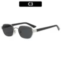 Gafas de sol retro de metal, montura plateada y patillas negras, UV400 moda. - C3-Montura Plateada Lente Gris