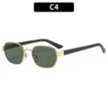 Gafas de sol retro de metal C4, montura dorada cuadrada con lentes verdes para moda exterior. - C4-Montura Dorada Lente Verde Oscuro