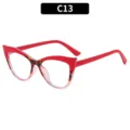 Trendy red leopard cat eye glasses stylish Y2K hot girl street wear optical frames. - C13 Red Leopard Patchwork Frame