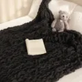 Coperta in grossa maglia nera chenille morbida coperta da divano per decorazione camera - Lavabile (50x50) 300 g / Ciniglia da 2,5 cm - Nero