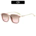 Retro vierkante zonnebril dames, Y2K roze montuur met parel, UV-bescherming stijlvol. - C9 Roze Montuur Grijs-Roze Lens