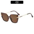 Große Schildpatt Katzenauge Sonnenbrille quadratisch, retro Mode Straßenstil Sonnenschutz Brille. - Schildpatt Rahmen Tee Linse