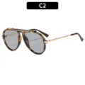 Fashion tortoise shell pilot sunglasses with gold metal frame and grey lenses, color C2. - C2 Tortoiseshell Frame Light Grey Lens